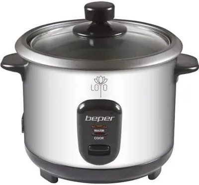 Obrázek produktu pro Rýžovar Beper 90.550, 400W, 1 l, Až 625 g rýže, Udržování teploty, Nerezová ocel