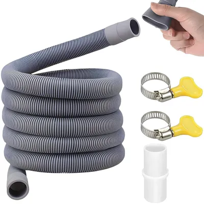Abwasserschlauch-Verlängerungsset 3 m, PP, mit Klemmen und Adapter