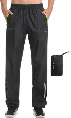 Productafbeelding van Regenbroek voor heren, motorbroek, waterdicht, reflecterend, met 2 zakken met ritssluiting, maat S-4XL, voor wandelen, trekking en fietsen
