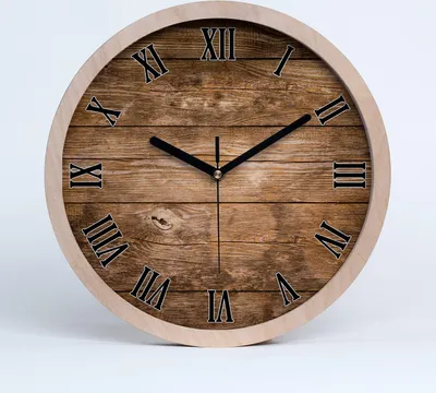 Produktbild von Holzuhr 20fi cm wanduhr - schwarze Spitzen - Holzuntergrund