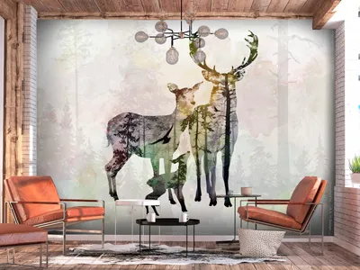 Produktbild von Vlies Fototapete Hirsch 400x280 cm Tapeten Wandtapete XXL Tiere Reh Wald Natur g-C-0275-a-a