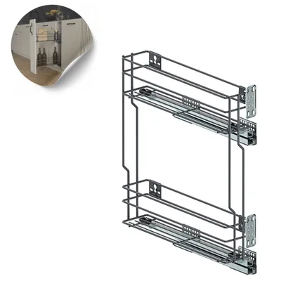 Produktbild von Schrankauszug Unterschrankauszug Küchenauszug mit Softclose Anthrazit 20 cm Rechts