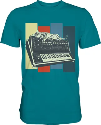 Produktbild von Modular Synthesizer Keyboard Vintage Analog Katze T-Shirt – Diva Blue / XXL