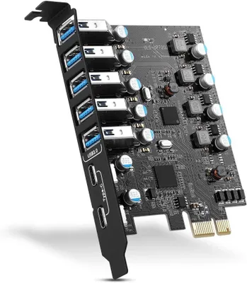 Zdjęcie produktu dla 7-portowa karta rozszerzeń PCI-E do USB 3.0 (2 x USB-C - 5 x USB-A)