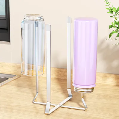 Image de Porte-bouteilles, égouttoir à bouteilles en acier inoxydable, égouttoir à bouteilles pliable, égouttoir à bouteilles, égouttoir pour bouteilles, étagère de cuisine pour bouteilles et tasses