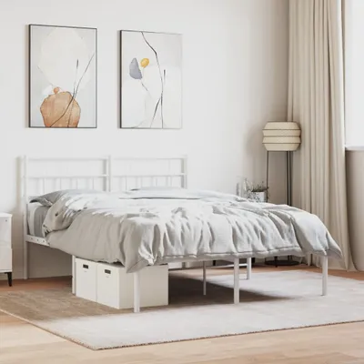 Obrázok produktu pre Maison Exclusive - Rám postele s čelom z bieleho kovu 150x200 cm