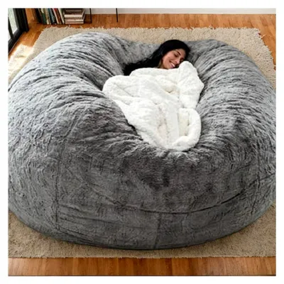 Produktbild von Sitzsack-Stuhl aus Kunstfell, großer Gaming-Sitz für Erwachsene, waschbar, birnenförmig, Bezug für Wohnzimmer und Garten, H180 x 90 cm