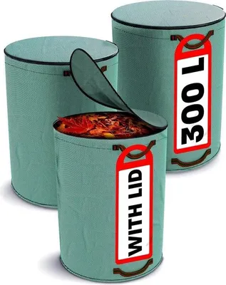 Produktbild von 3 Gartenabfallsäcke mit Reißverschlussdeckel, 300 l – 4 stabile Griffe – stabil – faltbar – wiederverwendbar – robustes Polypropylen
