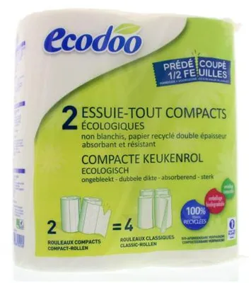 Productafbeelding van Ecodoo Keukenrol compact ecologisch bio (2 stuks)