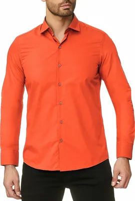 Produktbild von Reslad Herren Hemd Kentkragen Unicolor Langarmhemd RS-7002 Orange 2XL