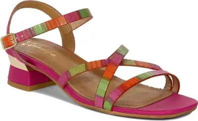 Produktbild von Rosafarbene Leder-Sandalen mit Riemenverschluss, offener Ferse, quadratischer Spitze und hohen Absätzen
