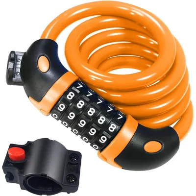 Productafbeelding van Fietsslot, kabelslot, 120 cm, 12 mm, 5-cijferig cijferslot, geel