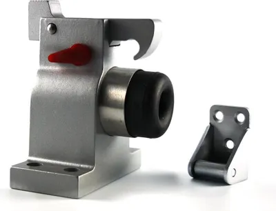Produktbild von Türstopper grau massiv Aluminium Gusseisen Bodenmontage mit Verriegelung - TS-83030 - robuster Türstopper für zusätzliche Sicherheit