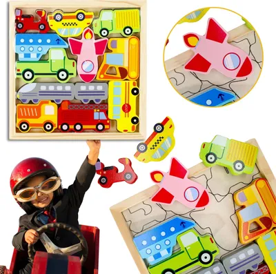 Produktbild von Fahrzeuge Holzpuzzle für Kinder - 12 Teile