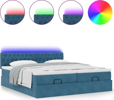 Obrázok produktu pre Osmanský rám postele s matracmi tmavomodrá 200x200 cm zamat