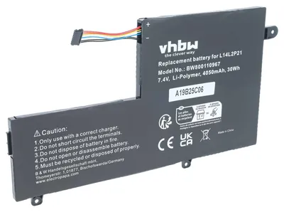 Produktbild von vhbw Akku Ersatz für Lenovo 5B10Q39206, 5B10W67199, L14M2P21, SB10W67161, 5B10W67232, 5B10W67294, L14L2P21 für Notebook (4050 mAh, 7,4 V, Li-Polymer)
