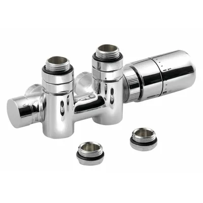 Image de Sapho Twin Combi - Kit de raccordement des vannes thermostatiques, raccordement central 50 mm, droite, chromé CP5010S