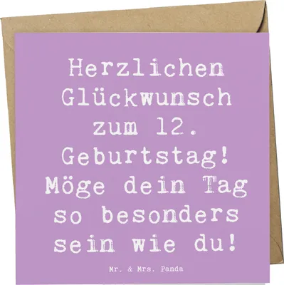 Produktbild von Mr. & Mrs. Panda doppelkarte Spruch 12. Geburtstag - Lavendeltraum - Geschenk, feiern, Grußkarte, faltkarte, Happy Birthday, Glückwunschkarte, Glückwunsch, Meilenstein