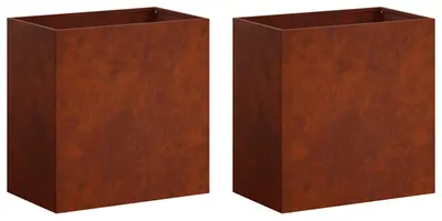 Image de vidaXL Jardinières pour l'extérieur, lot de 2, aspect rouille, 50 x 30 x 50 cm