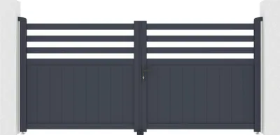Produktbild von Doppelflügeltor aus Aluminium 3m NEVIS H.140cm grau