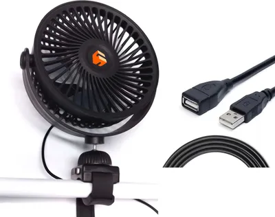 Produktbild von 5-Zoll Ventilatorkopf Ventilator 360° Rotation Fan, mit 1,5m USB Verlängerungskabel Cable, für Pflanzenzelte