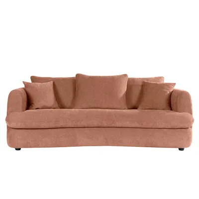 Produktbild von Miliboo - Schlafsofa 3-4 Sitzer in terracottafarbenem Stoff mit Samteffekt und abziehbarem Bezug SACHA