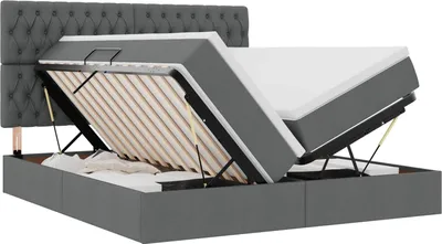 Obrázek produktu pro vidaXL Úložná postel s čelem tmavě šedá 180 x 200 cm látka