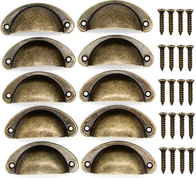 Produktbild von INF Vintage-Schalengriffe für Schubladen und Türen im 10er-Pack Bronze
