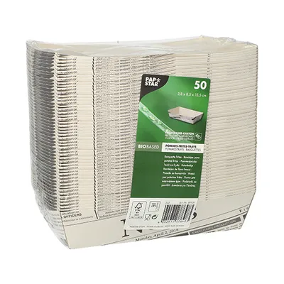 Produktbild von Pommes-Frites-Trays 3,8 cm x 8,5 cm x 15,5 cm weiss "Newsprint"