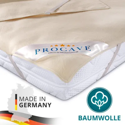Produktbild von PROCAVE Moltonauflage aus 100% Baumwolle als Matratzenauflage 90x200 cm mit 4 Eckgummis - Natur Matratzenschoner