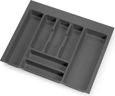 Produktbild von emuca Besteckeinsatz Optima für Schrankbreite 60 cm, Rand schneidbar (B 504-536 x T 418-482), Kunststoff, Anthrazitgrau
