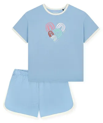 Produktbild von Schiesser Nightwear Baumwolle Schlafanzug Set aus T-Shirt und kurzer Hose, Weiche Baumwollqualität, Bequemer Schnitt blau 164