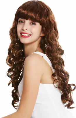 Produktbild von WIG ME UP Perücke lang Locken Pony Braun 0082-ZA6A