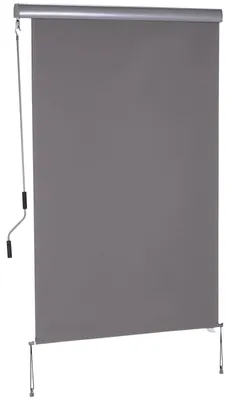 Produktbild von Senkrechtmarkise Balkonmarkise Vertikalmarkise Windschutz Seitenrollo Sichtschutz mit Handkurbel Polyesterstoff+Aluminium Grau 200 x 120 cm