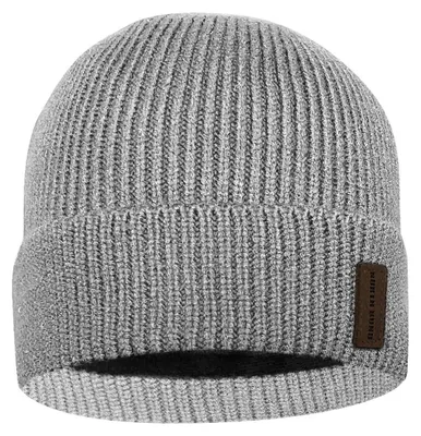 Immagine prodotto di Berretto da uomo e da donna in maglia, con fodera in pile, colore grigio, ideale per l'inverno
