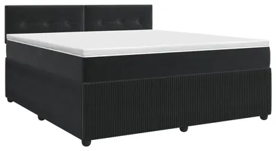 Image de vidaXL Lit boxspring avec matelas noir 140 x 200 cm velours