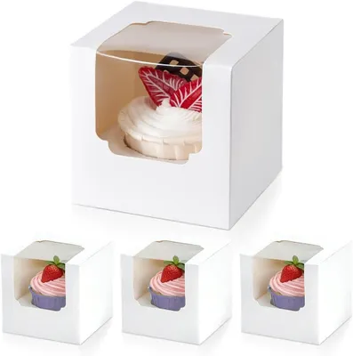 Produktbild von Cupcake Boxen mit Sichtfenster, 30 Stück, 9x9x9 cm, für Muffins und Gebäck