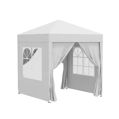 Produktbild von Pavillon mit 4 abnehmbare Seitenwände und 2 Fenster Bierzelt Faltpavillon Partyzelt Gartenpavillon 2 x 2m Weiß