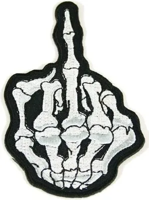 Produktbild von Aufnäher mit Skelett Finger Motiv zum Aufbügeln