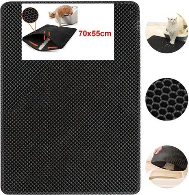 Productafbeelding van Kattenbakmat 70x55cm Honingraatdesign Waterdicht Dubbellaags - Gemakkelijk schoon te maken - Onderlegger voor kattenbak