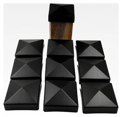 Produktbild von 10 Stück Zaunpfostenkappen 90 mm Pyramide Abdeckkappen schwarz für Pfosten 9 x 9 cm