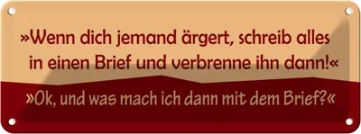Produktbild von vianmo Blechschild 10x27 cm Wenn dich jemand ärgert Spruch Zitat