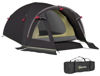 Image de Tente de camping Outsunny pour 2 personnes, légère, protection UV 50+, tente tunnel avec auvent