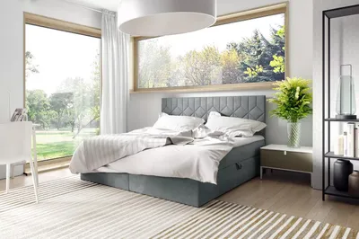 Obrázok produktu pre Posteľ boxspring s prešívaným čelom ISAR - 200x220, šedá + topper