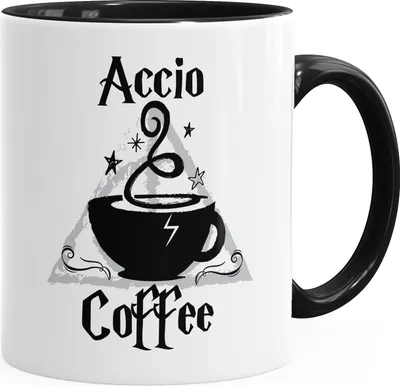 Produktbild von Kaffee-Tasse Spruch Accio Coffee Teetasse Keramiktasse MoonWorks® schwarz unisize