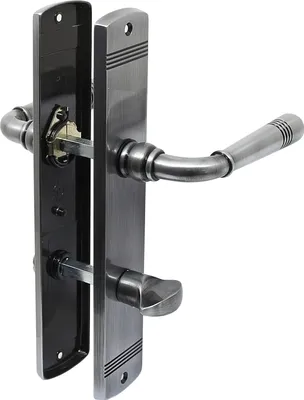 Produktbild von Massiv Messing Türbeschlag Helena Prime LS WC Edelstahlfarbig Schwarz Türklinke