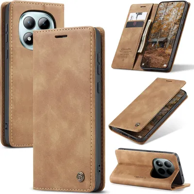 Image de Étui pour Xiaomi Redmi Note 15 Pro+ 5G, étui en cuirPolyuréthanerétro avec fonction support, marron