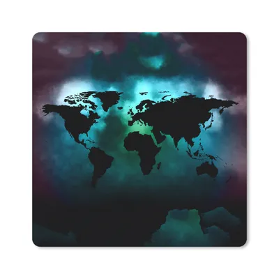 Produktbild von MuchoWow® Mauspad Mousepad Weltkarte - Farben - Schwarz 20x20 cm - Mousepads - Maus Mat - Pad - Mausunterlage - Desk Mat - Bureauartikeln