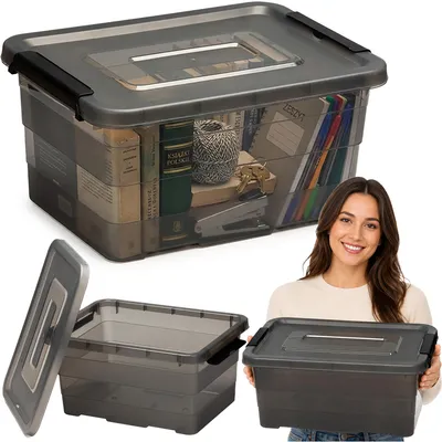 Immagine prodotto di Contenitore in plastica, scatola da 15 L per la conservazione, grigio