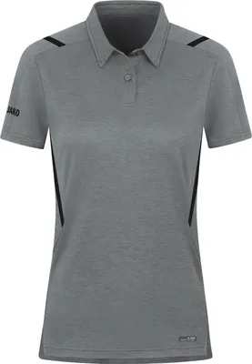 Produktbild von Jako Challenge Poloshirt Damen - Steingrau Meliert / Schwarz